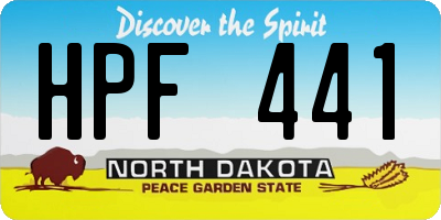 ND license plate HPF441