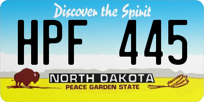 ND license plate HPF445