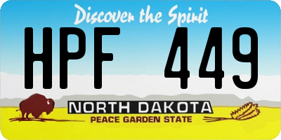 ND license plate HPF449