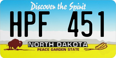 ND license plate HPF451