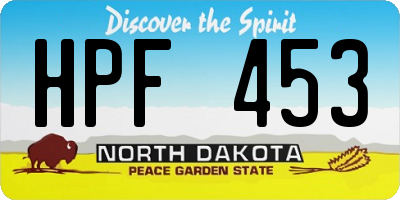 ND license plate HPF453