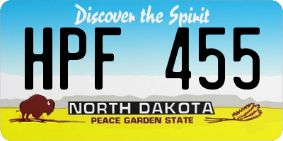 ND license plate HPF455