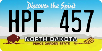 ND license plate HPF457