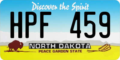 ND license plate HPF459