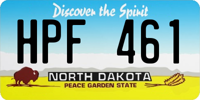 ND license plate HPF461