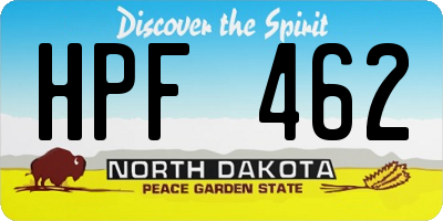 ND license plate HPF462