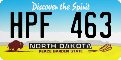 ND license plate HPF463