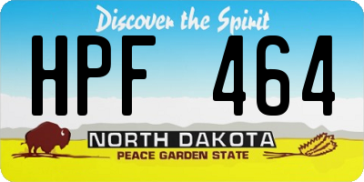 ND license plate HPF464