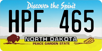 ND license plate HPF465
