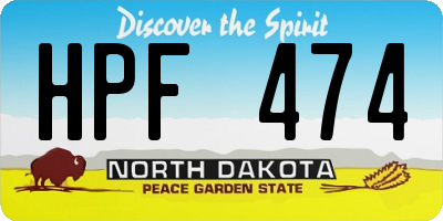 ND license plate HPF474