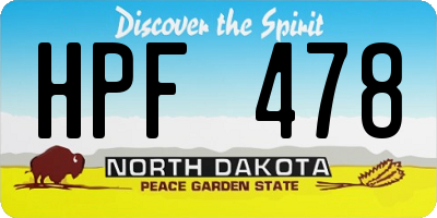 ND license plate HPF478
