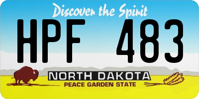 ND license plate HPF483