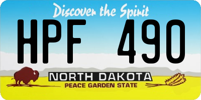 ND license plate HPF490