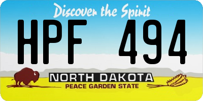 ND license plate HPF494