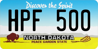 ND license plate HPF500