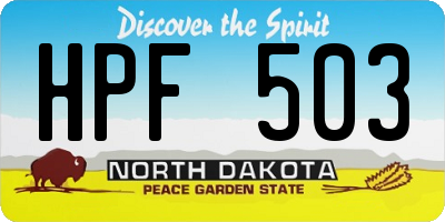 ND license plate HPF503