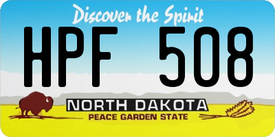 ND license plate HPF508