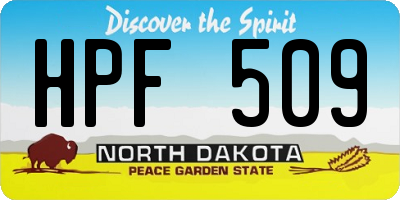 ND license plate HPF509