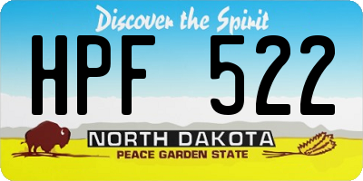 ND license plate HPF522