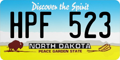 ND license plate HPF523