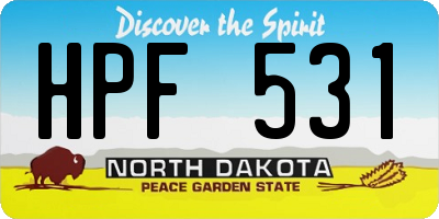 ND license plate HPF531
