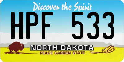 ND license plate HPF533