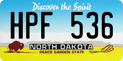 ND license plate HPF536