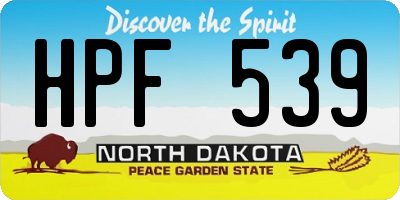 ND license plate HPF539