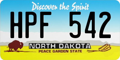ND license plate HPF542