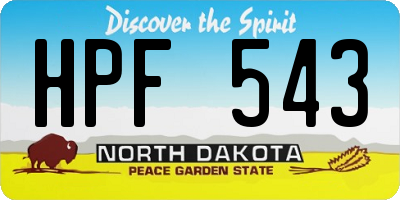 ND license plate HPF543