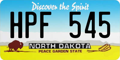 ND license plate HPF545