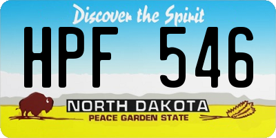 ND license plate HPF546