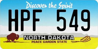 ND license plate HPF549