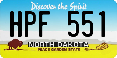 ND license plate HPF551