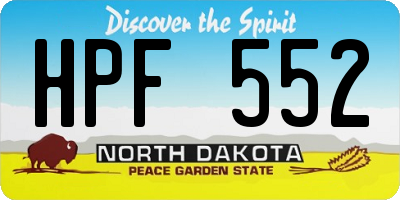 ND license plate HPF552