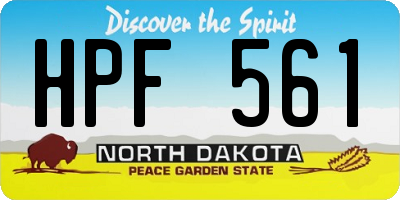 ND license plate HPF561