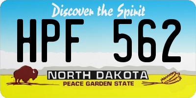ND license plate HPF562