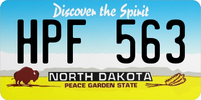 ND license plate HPF563