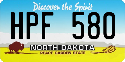ND license plate HPF580