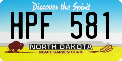 ND license plate HPF581