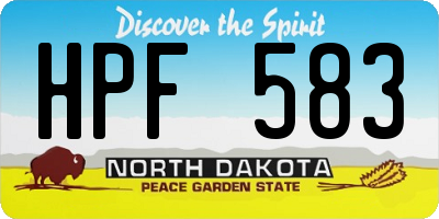 ND license plate HPF583