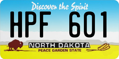 ND license plate HPF601