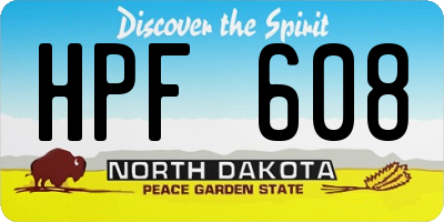 ND license plate HPF608