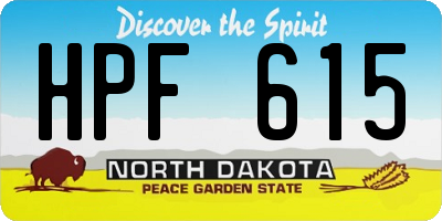 ND license plate HPF615