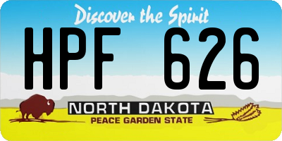 ND license plate HPF626