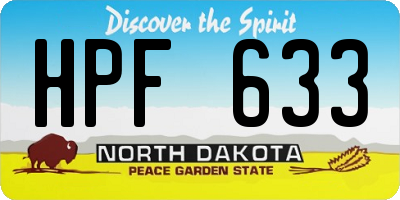 ND license plate HPF633