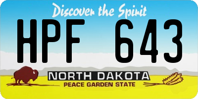 ND license plate HPF643