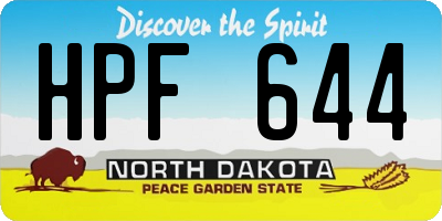 ND license plate HPF644