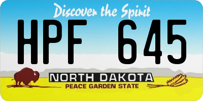 ND license plate HPF645