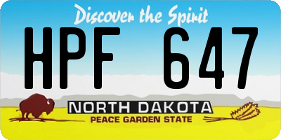 ND license plate HPF647
